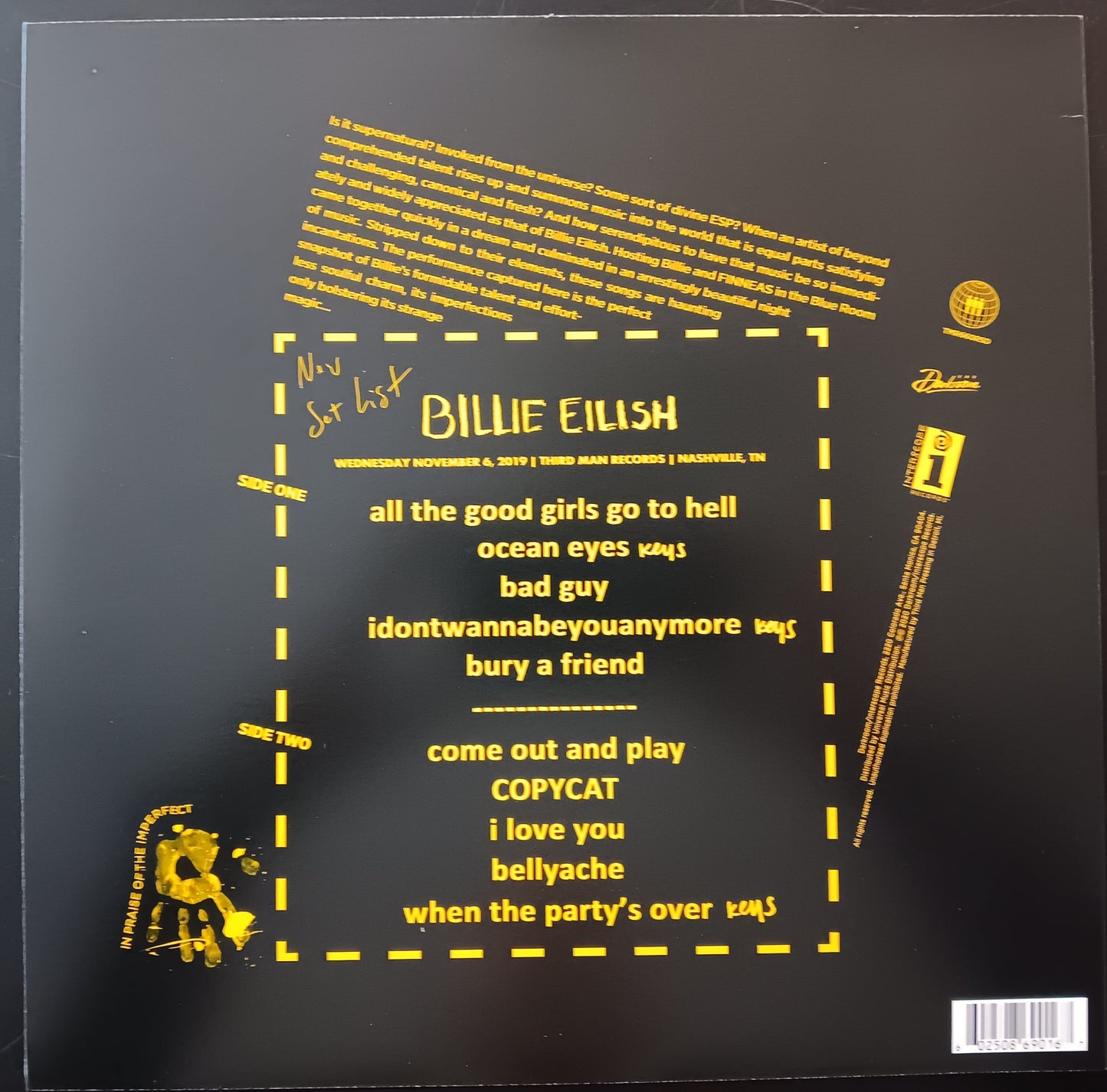 [Used LP] Eilish, Billie / Live At Third Man Records [RSD]