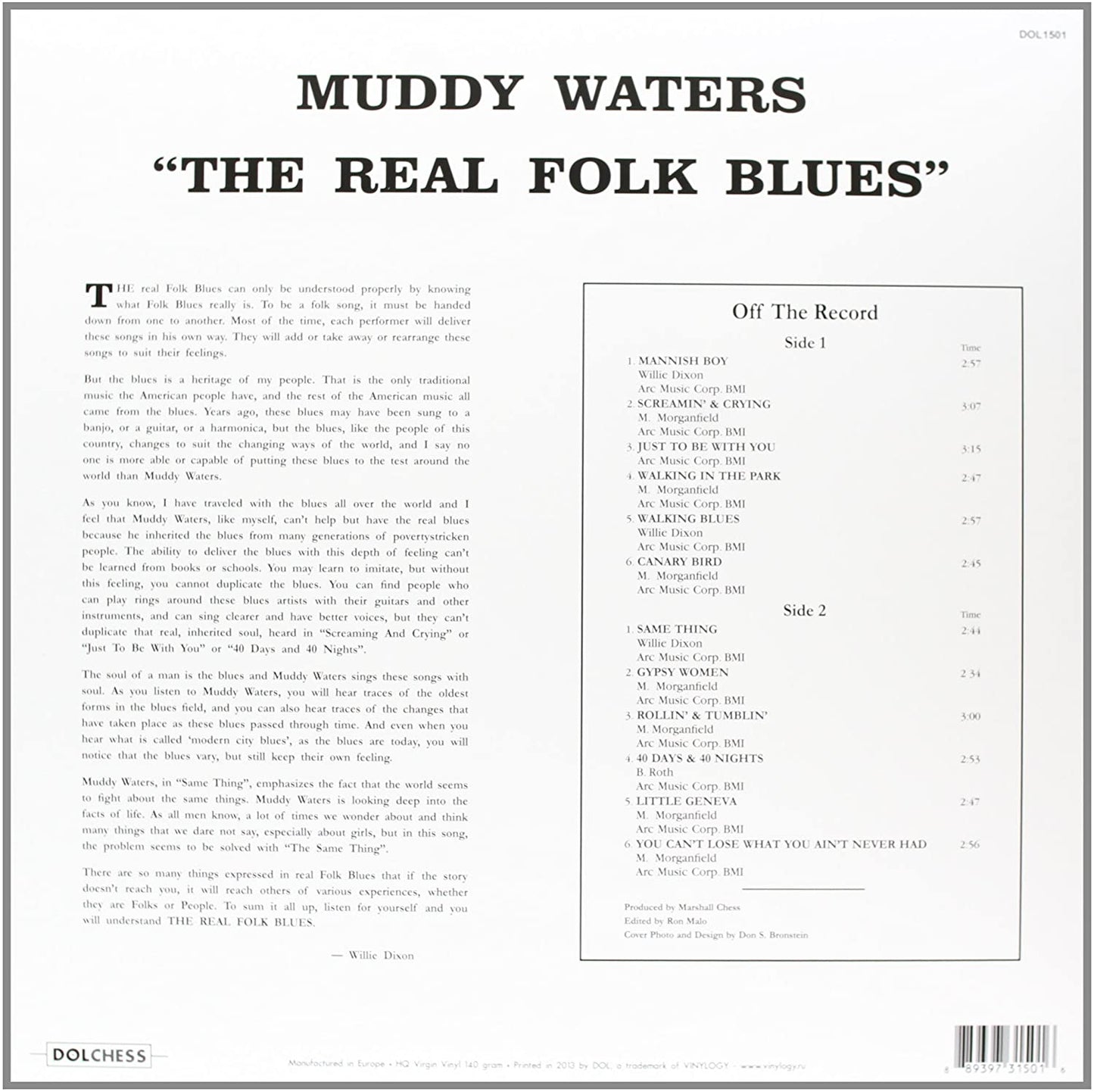 Waters, Muddy/The Real Folk Blues - Deluxe Gatefold [LP]