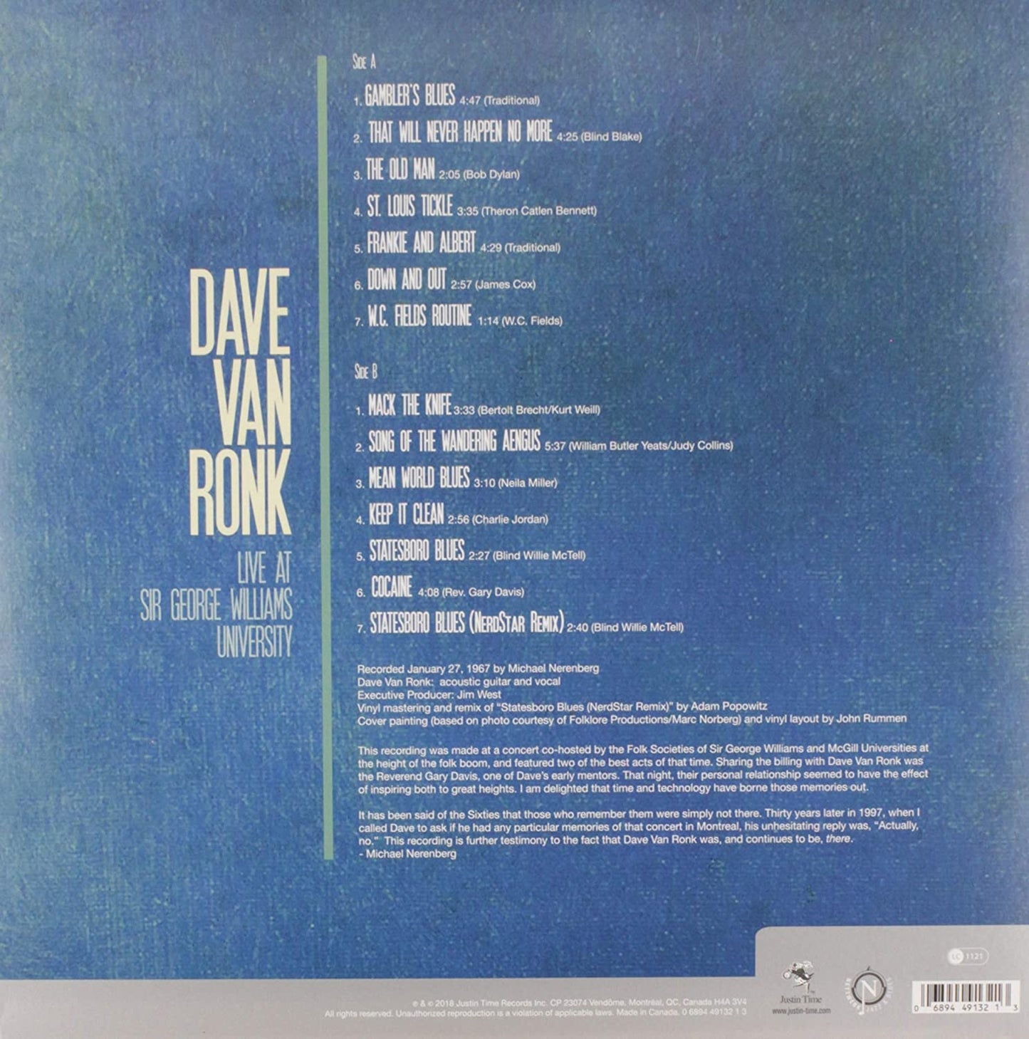 Van Ronk, Dave/Live At Sir George Williams University [LP]