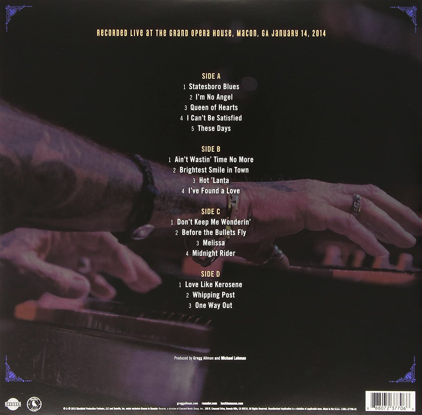 Allman, Gregg/Live, Back To Macon, GA January 14, 2014 [LP]